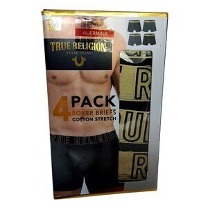 True Religion Mens Cotton Stretch Boxer Briefs 4-Pack  Medium size (32-34) fit